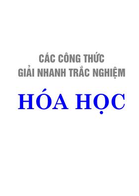 Tài liệu Các công thức Giải nhanh trắc nghiệm Hóa học